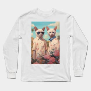 Retro Futuristic Cats Long Sleeve T-Shirt